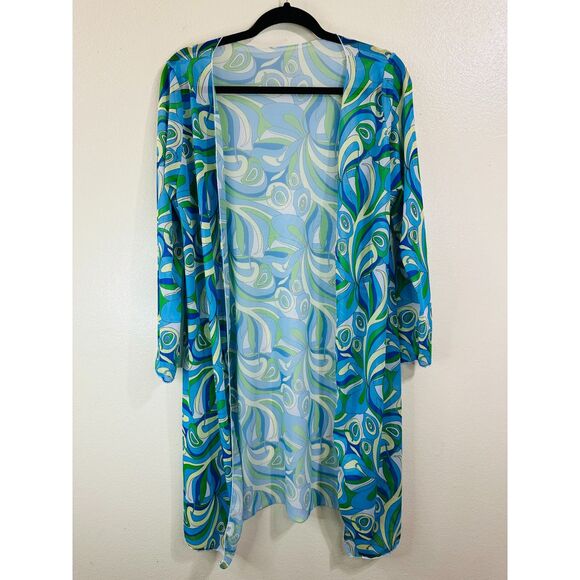 BOHO Women's Mod Paisley Stretchy Beach Cover Up Open Front One Size Fits Most - Picture 1 of 2
